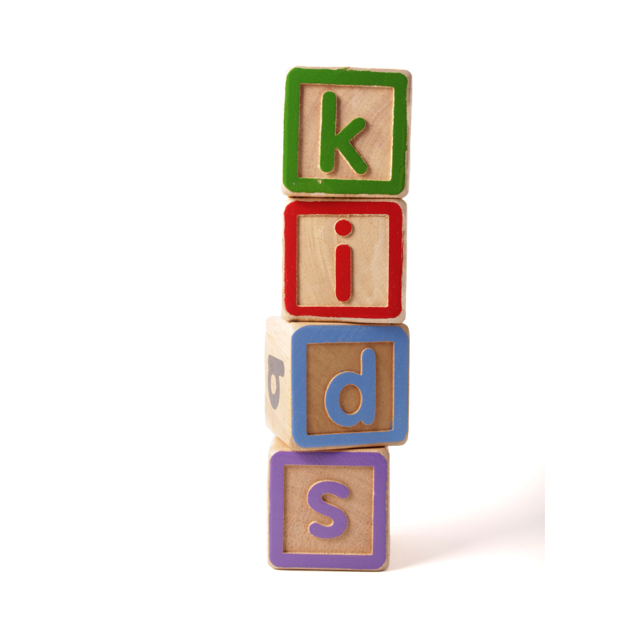 kids spelled out in blocks