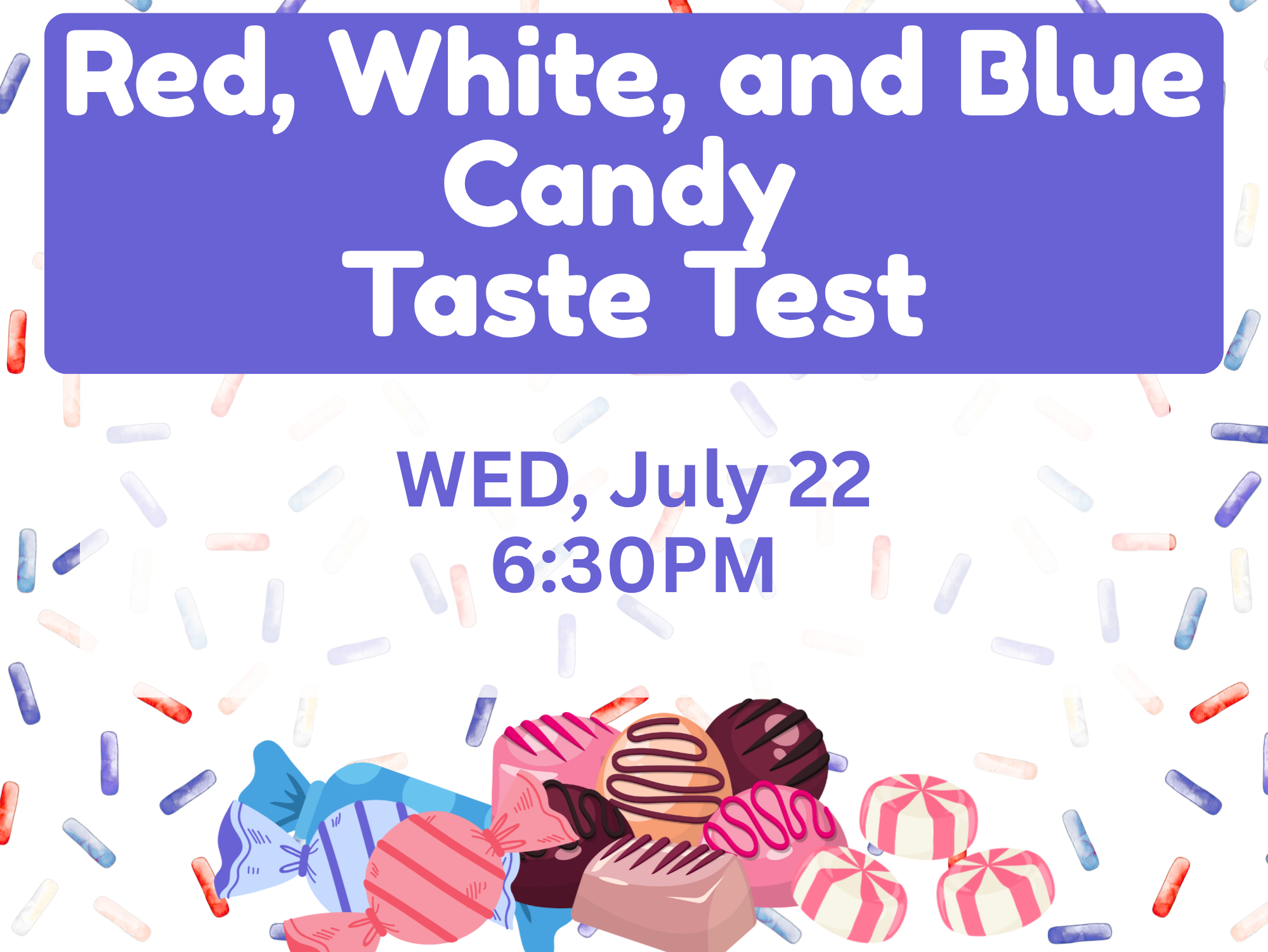 Red white and blue candy taste test program